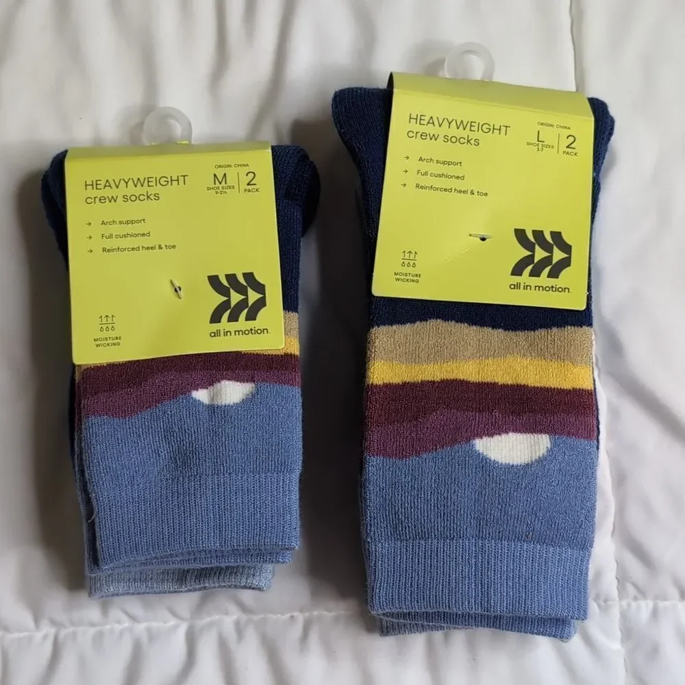 All in Motion Kids Heavy Weight Crew Socks Moisture Wicking Medium, NEW
